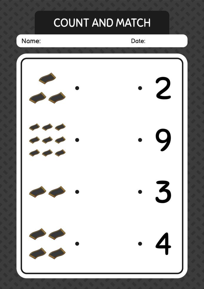contar e combinar jogo com tapete de oração. planilha para crianças pré-escolares, folha de atividades para crianças vetor