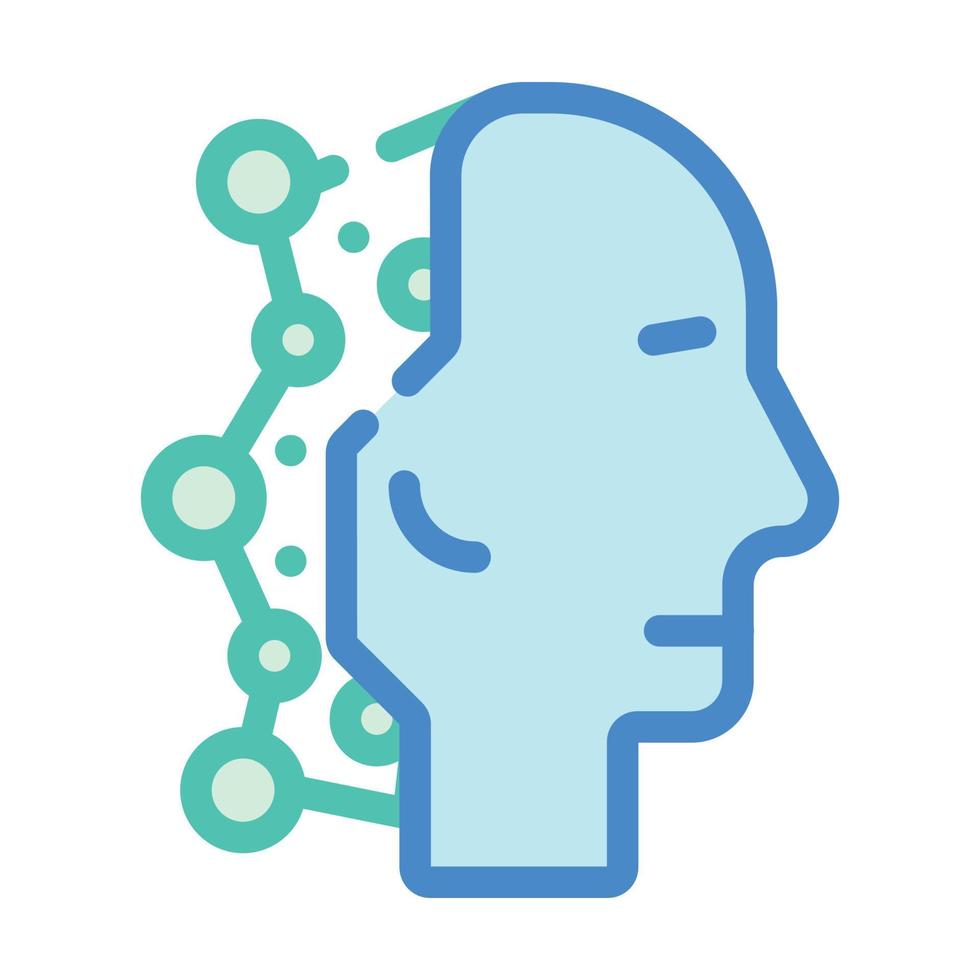 ilustração em vetor ícone de cor de inteligência artificial de cabeça de robô