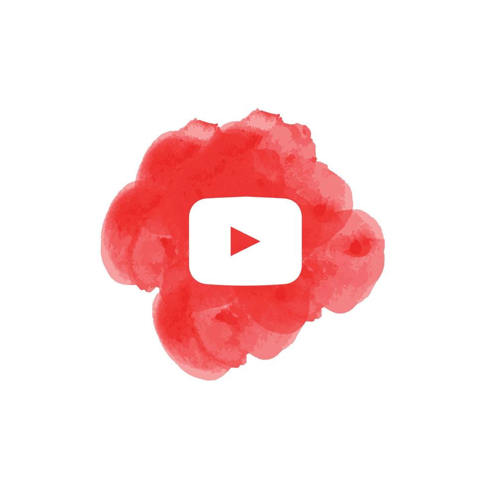 ícone de logotipo de vetor do youtube em aquarela