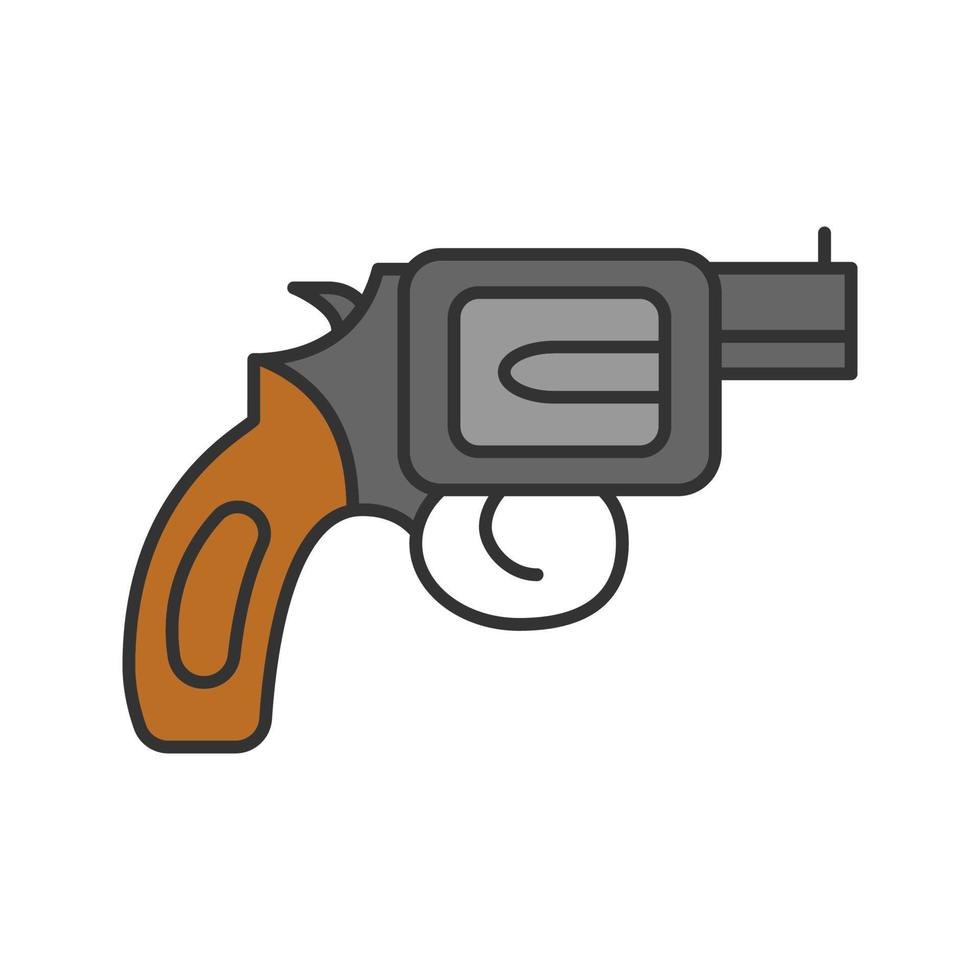 ícone de cor do revólver. pistola, arma. arma de fogo. ilustração vetorial isolada vetor