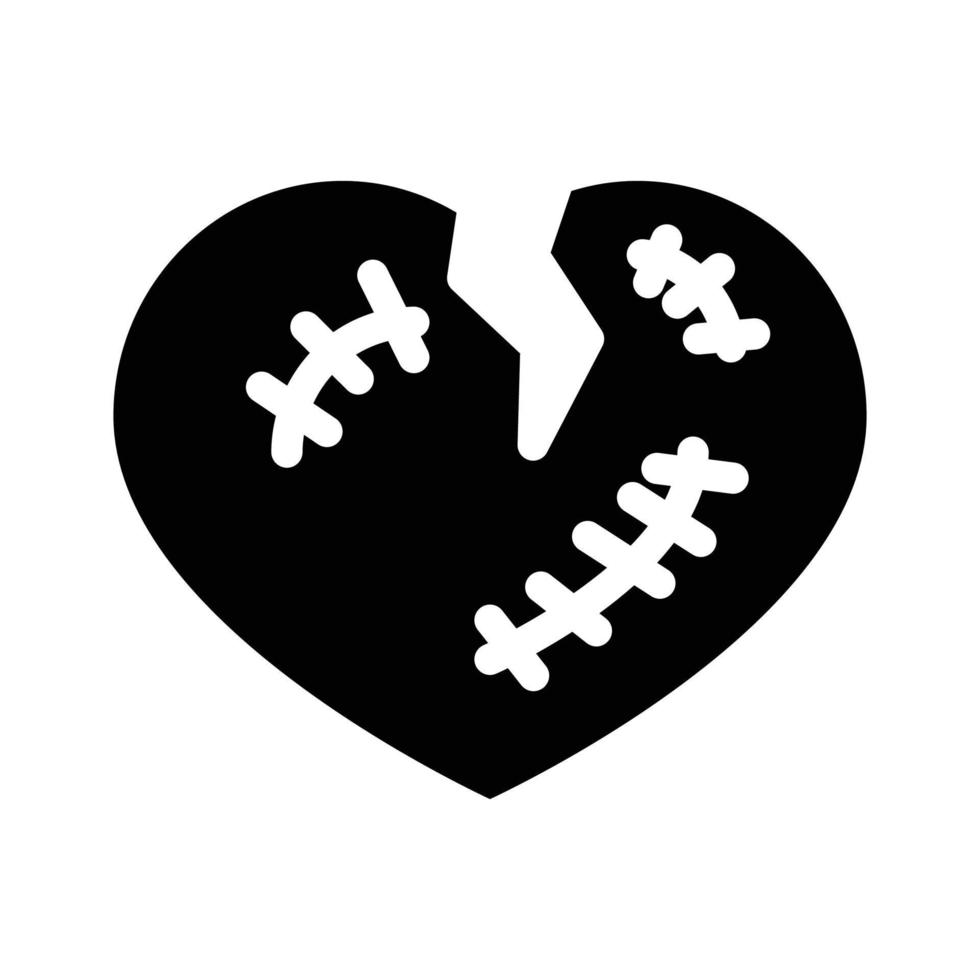 ilustração em vetor ícone glifo de coração partido isolado