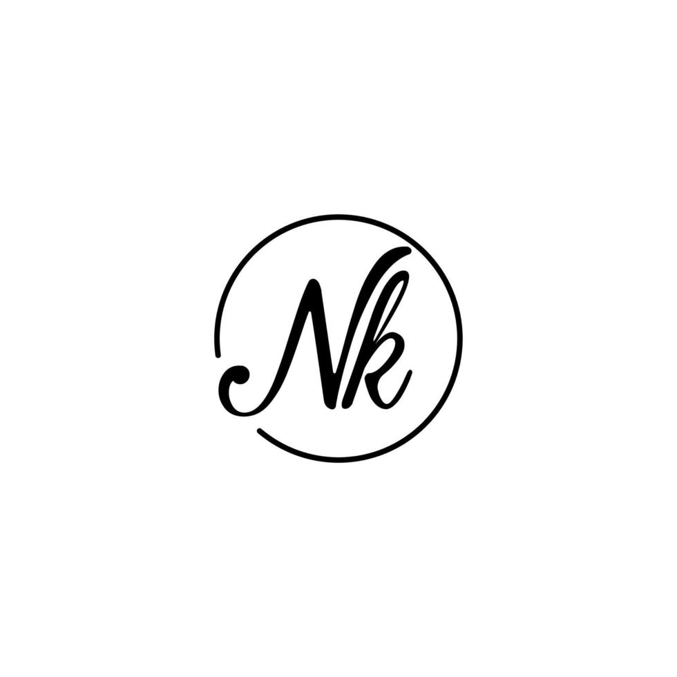 logotipo inicial do círculo nk melhor para beleza e moda no conceito feminino ousado vetor