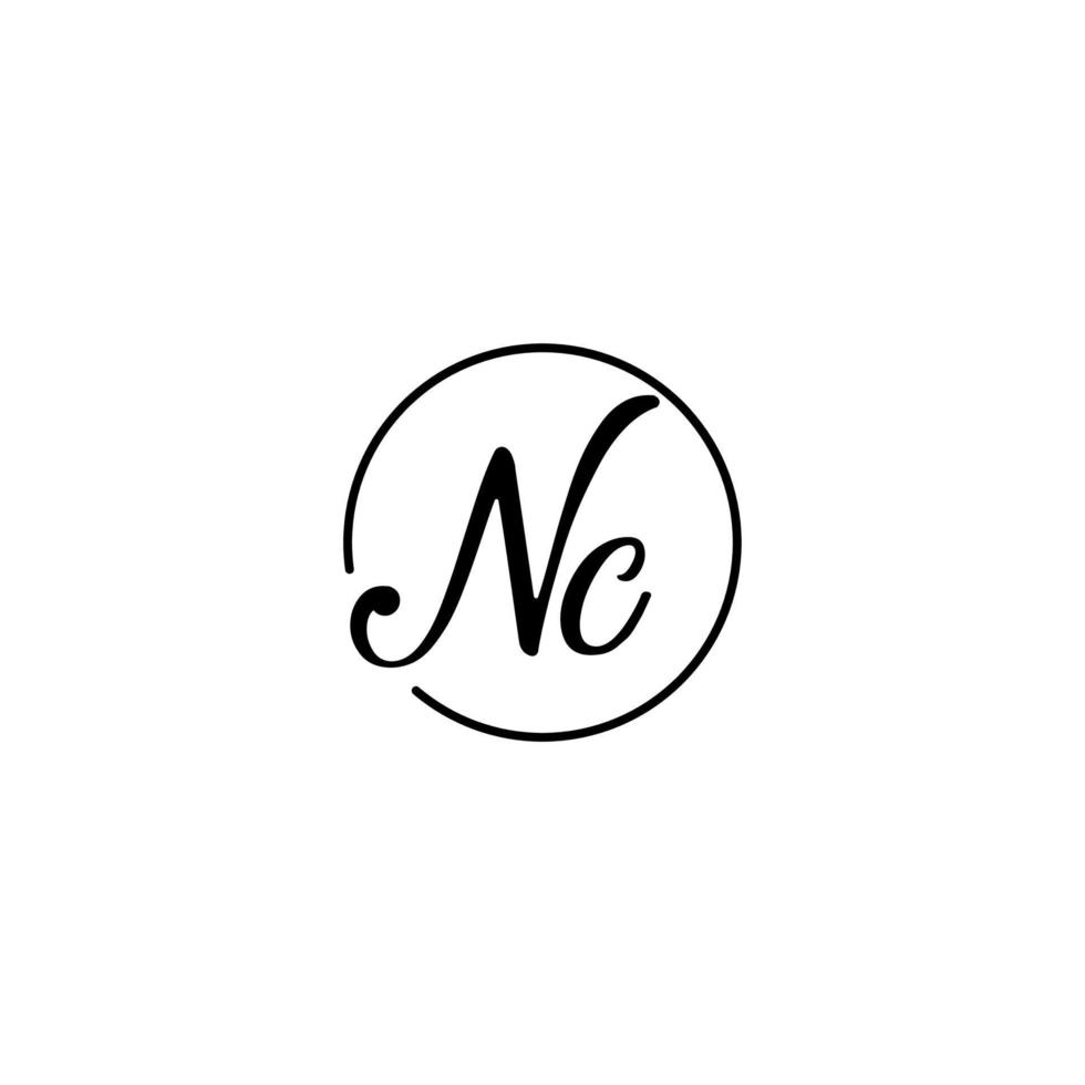 logotipo inicial do círculo nc melhor para beleza e moda no conceito feminino ousado vetor