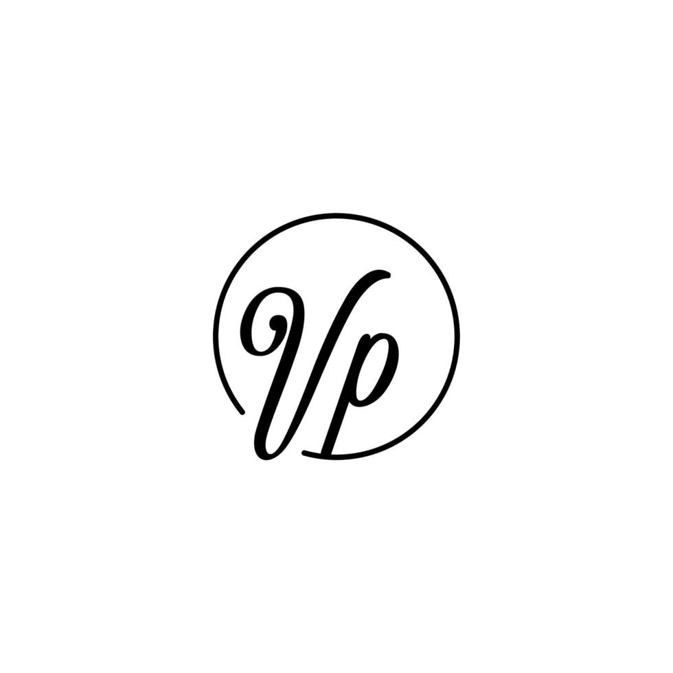 logotipo inicial do círculo vp melhor para beleza e moda no conceito feminino ousado vetor