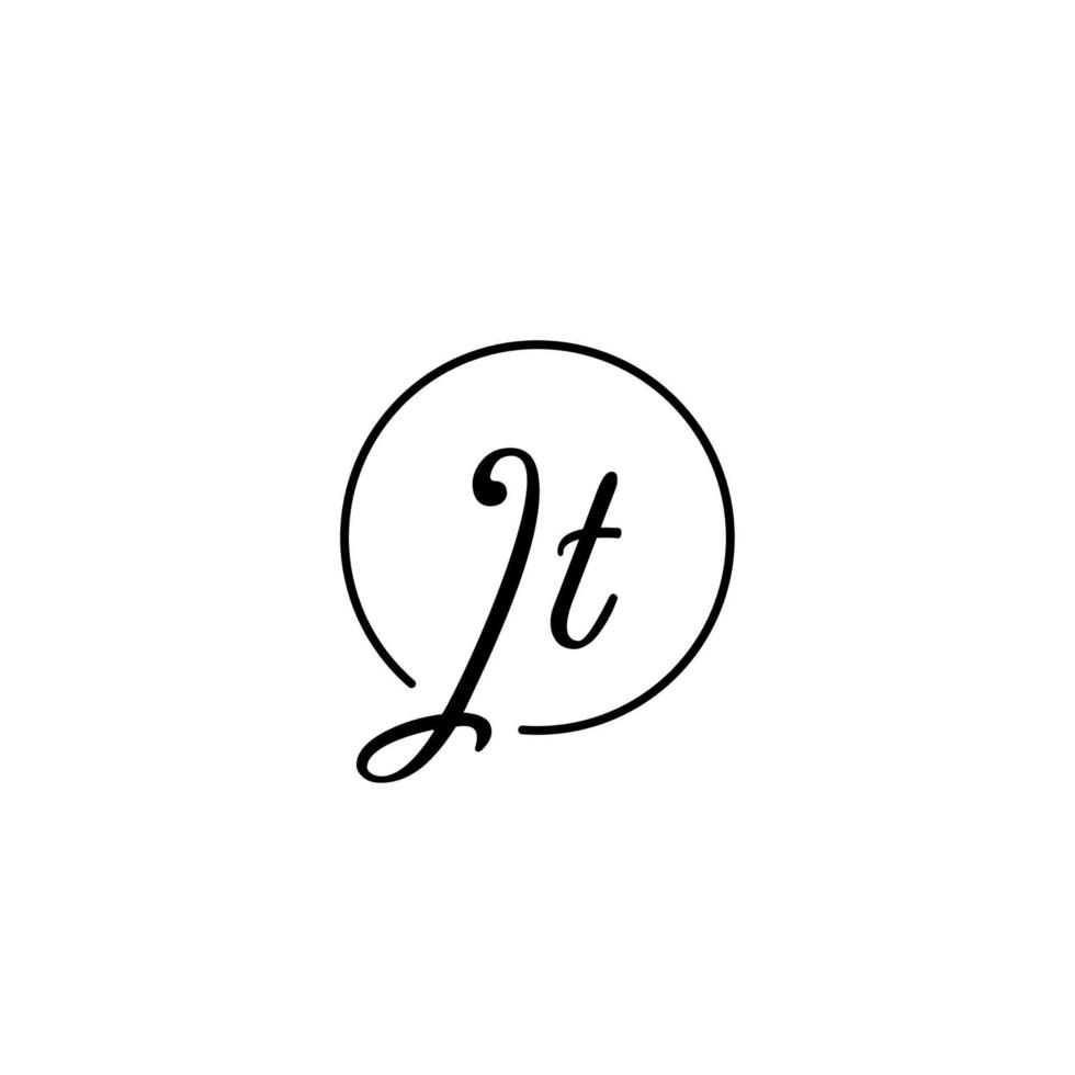logotipo inicial do círculo jt melhor para beleza e moda no conceito feminino ousado vetor