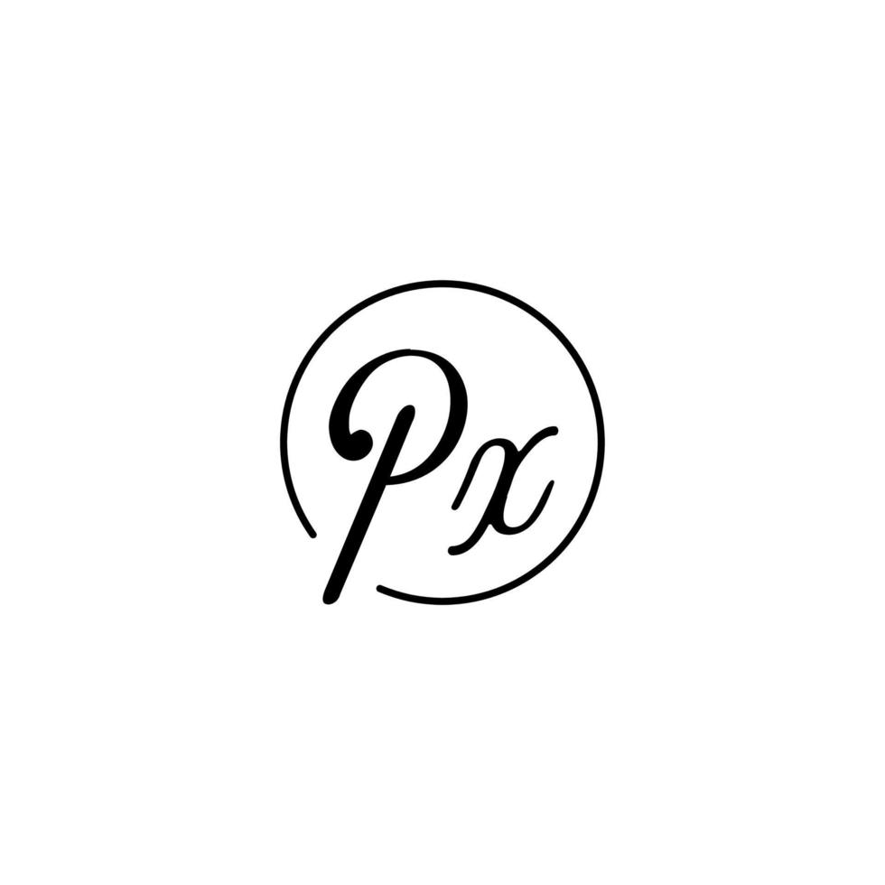 logotipo inicial do círculo px melhor para beleza e moda no conceito feminino em negrito vetor