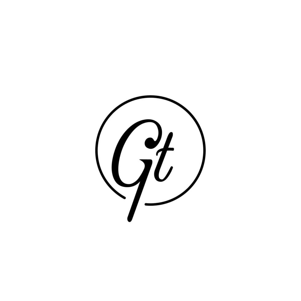 logotipo inicial do gt circle melhor para beleza e moda no conceito feminino ousado vetor
