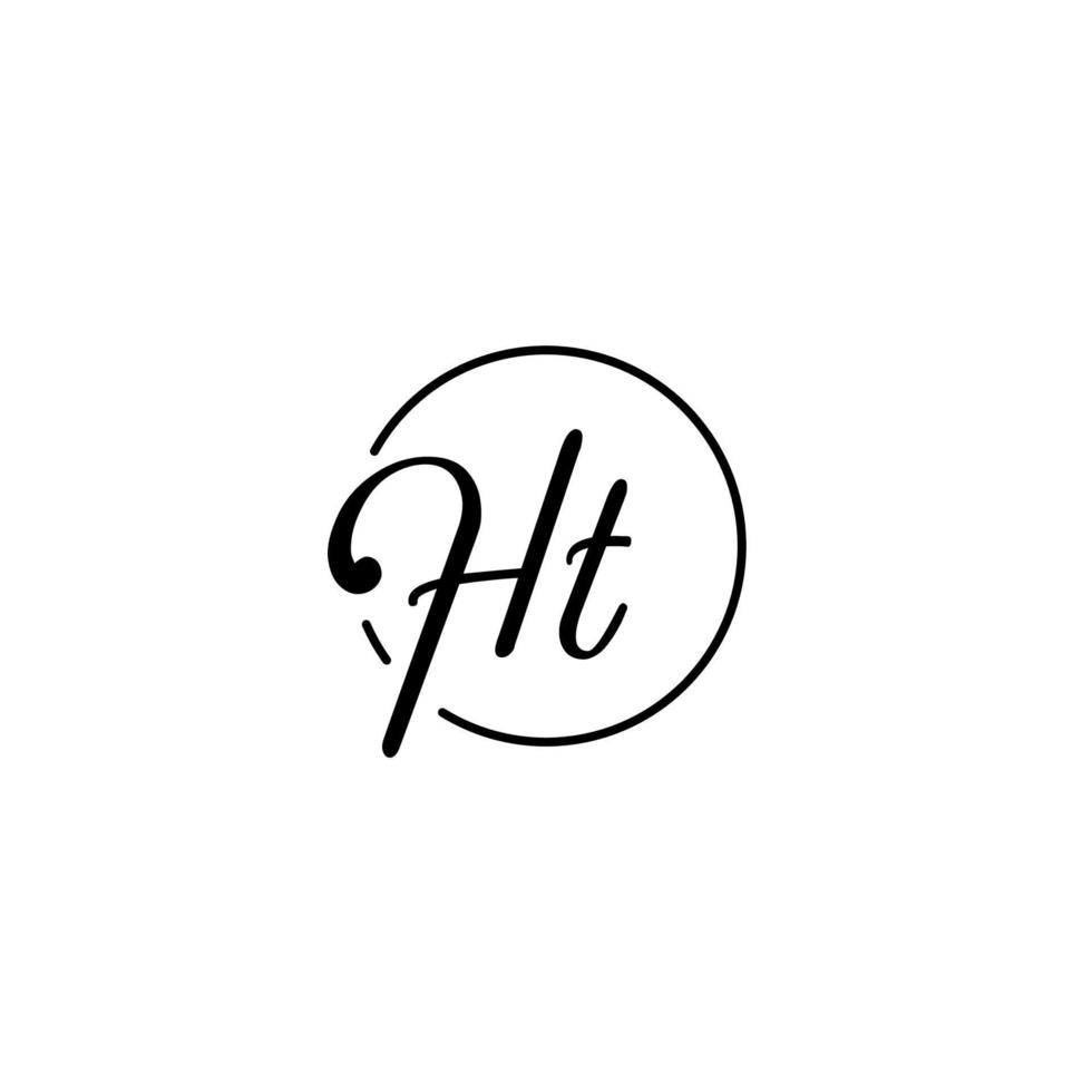 logotipo inicial do círculo ht melhor para beleza e moda no conceito feminino ousado vetor