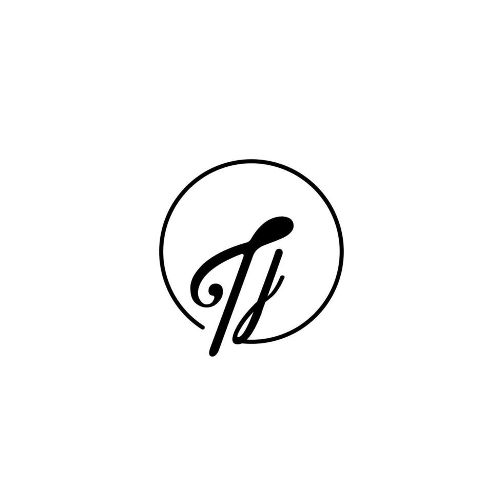 logotipo inicial do círculo tj melhor para beleza e moda no conceito feminino ousado vetor
