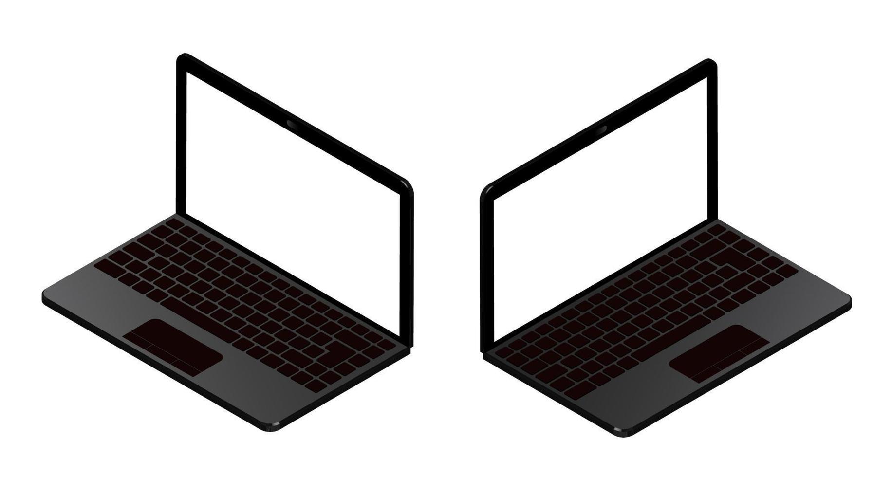 maquete de laptop realista com tela em branco. monitor colorido de edição fácil. modelo para design. vetor 3d isolado no fundo branco
