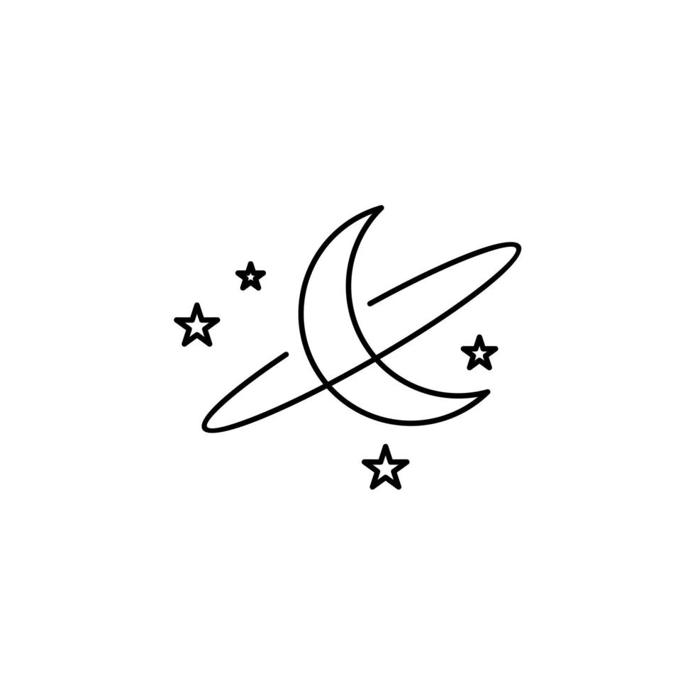 lua, noite, luar, modelo de logotipo de ilustração vetorial de ícone de linha fina meia-noite. adequado para muitos propósitos. vetor