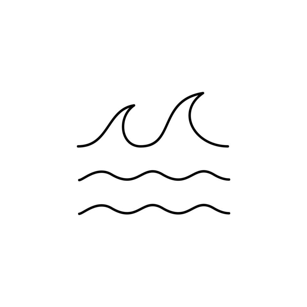 oceano, água, rio, modelo de logotipo de ilustração vetorial de ícone de linha fina de mar. adequado para muitos propósitos. vetor