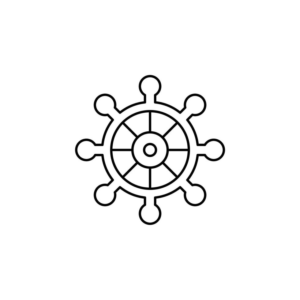 leme, náutico, navio, modelo de logotipo de ilustração vetorial de ícone de linha fina de barco. adequado para muitos propósitos. vetor