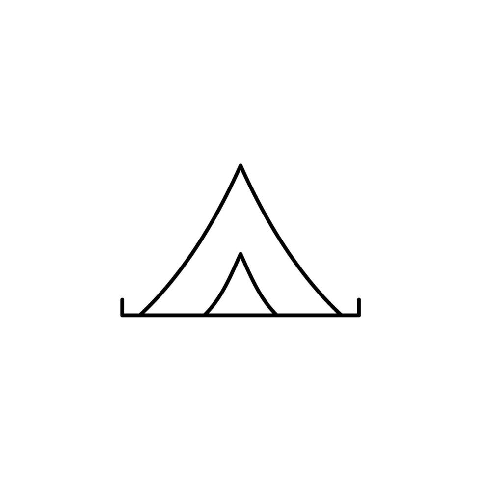 acampamento, barraca, camping, modelo de logotipo de ilustração vetorial de ícone de linha fina de viagem. adequado para muitos propósitos. vetor