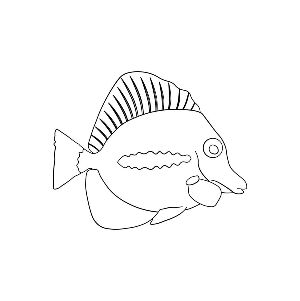 peixes do mar. desenho linear infantil para colorir. vetor em branco