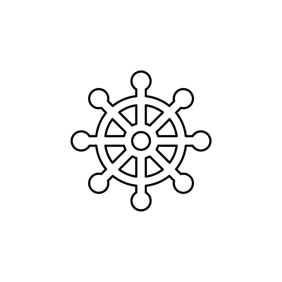 leme, náutico, navio, modelo de logotipo de ilustração vetorial de ícone de linha fina de barco. adequado para muitos propósitos. vetor