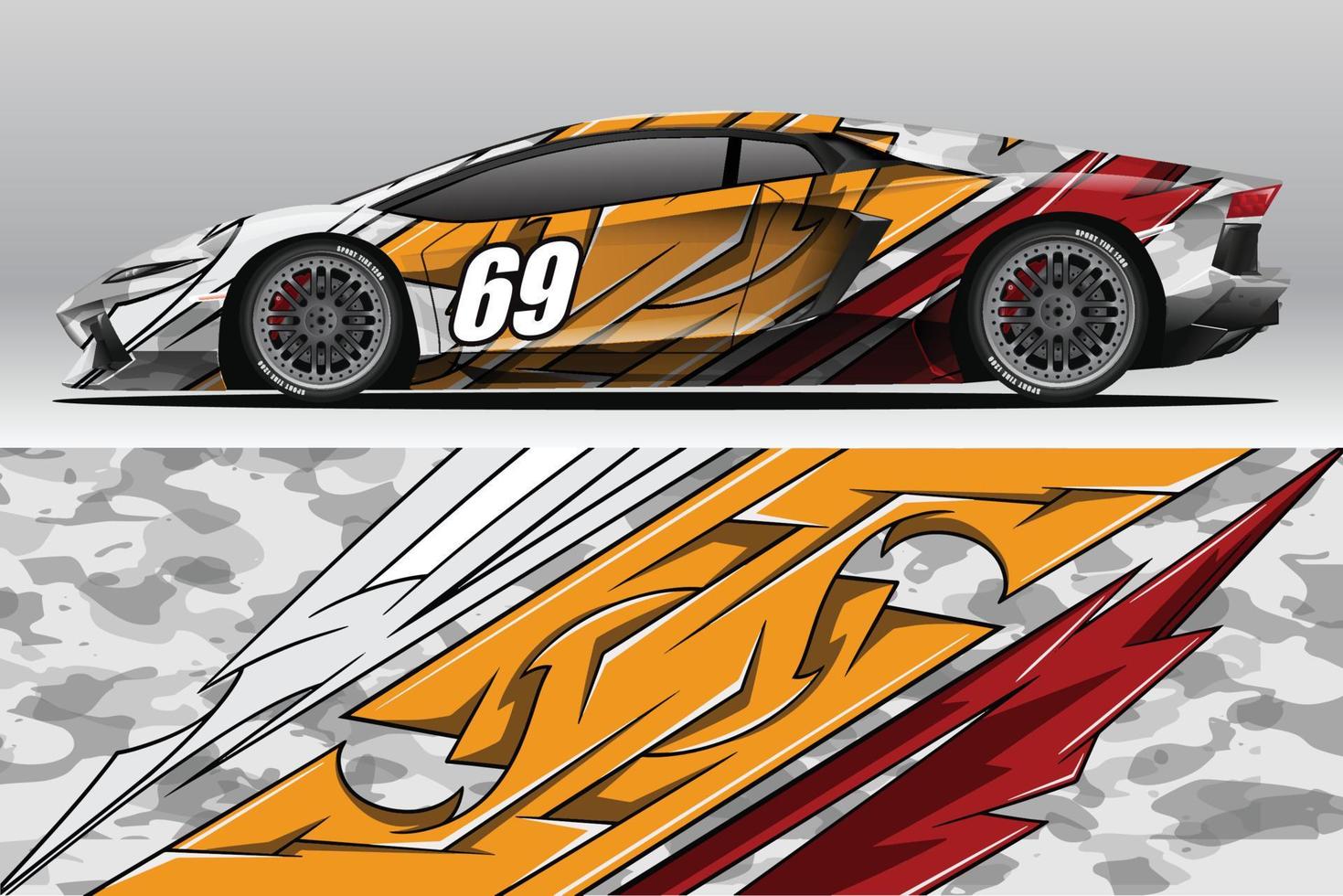 design de adesivo de envoltório de carro de corrida abstrato e fundo esportivo para uso diário de corrida ou adesivos de vinil de carro vetor