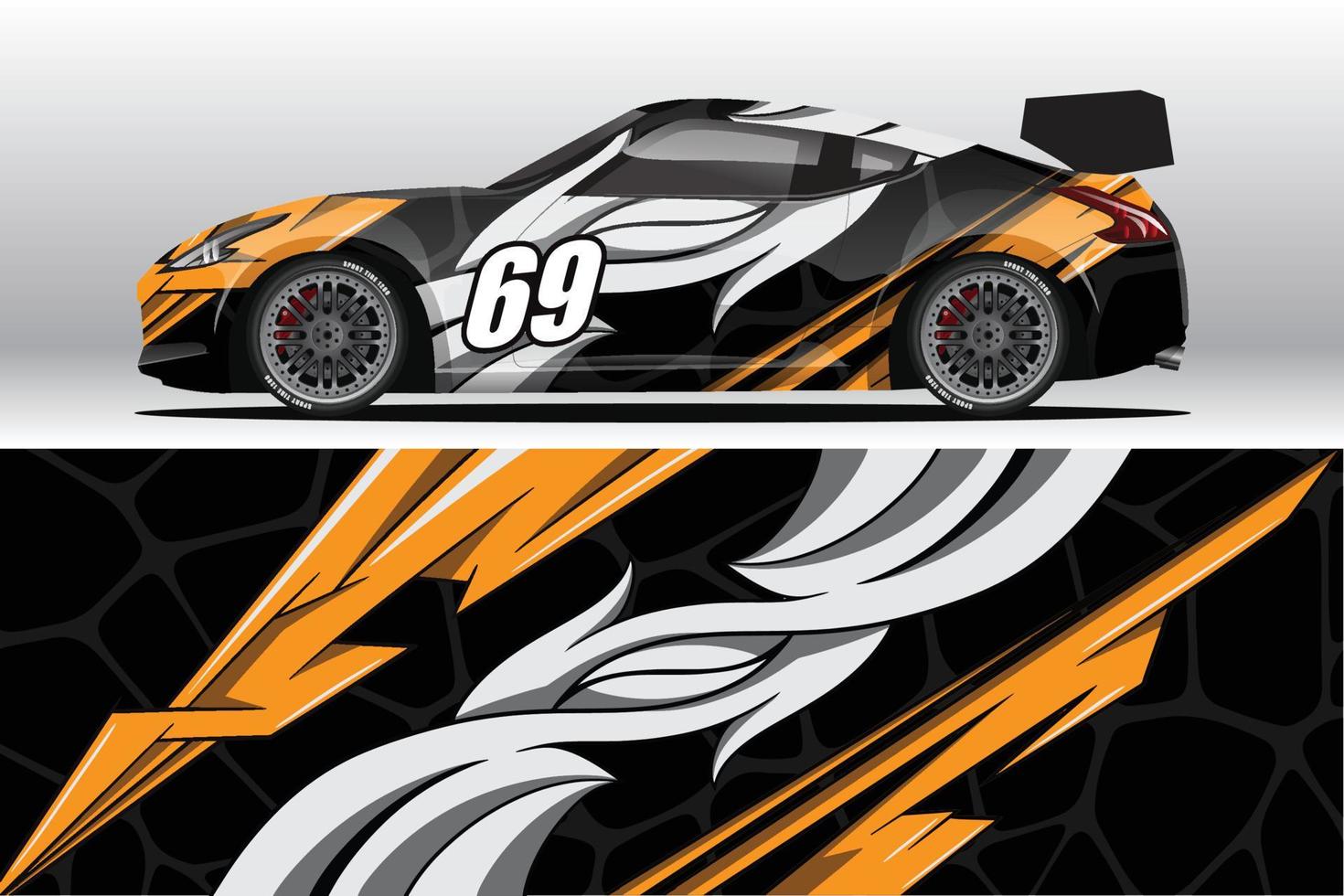 design de adesivo de envoltório de carro de corrida abstrato e fundo esportivo para uso diário de corrida ou adesivos de vinil de carro vetor