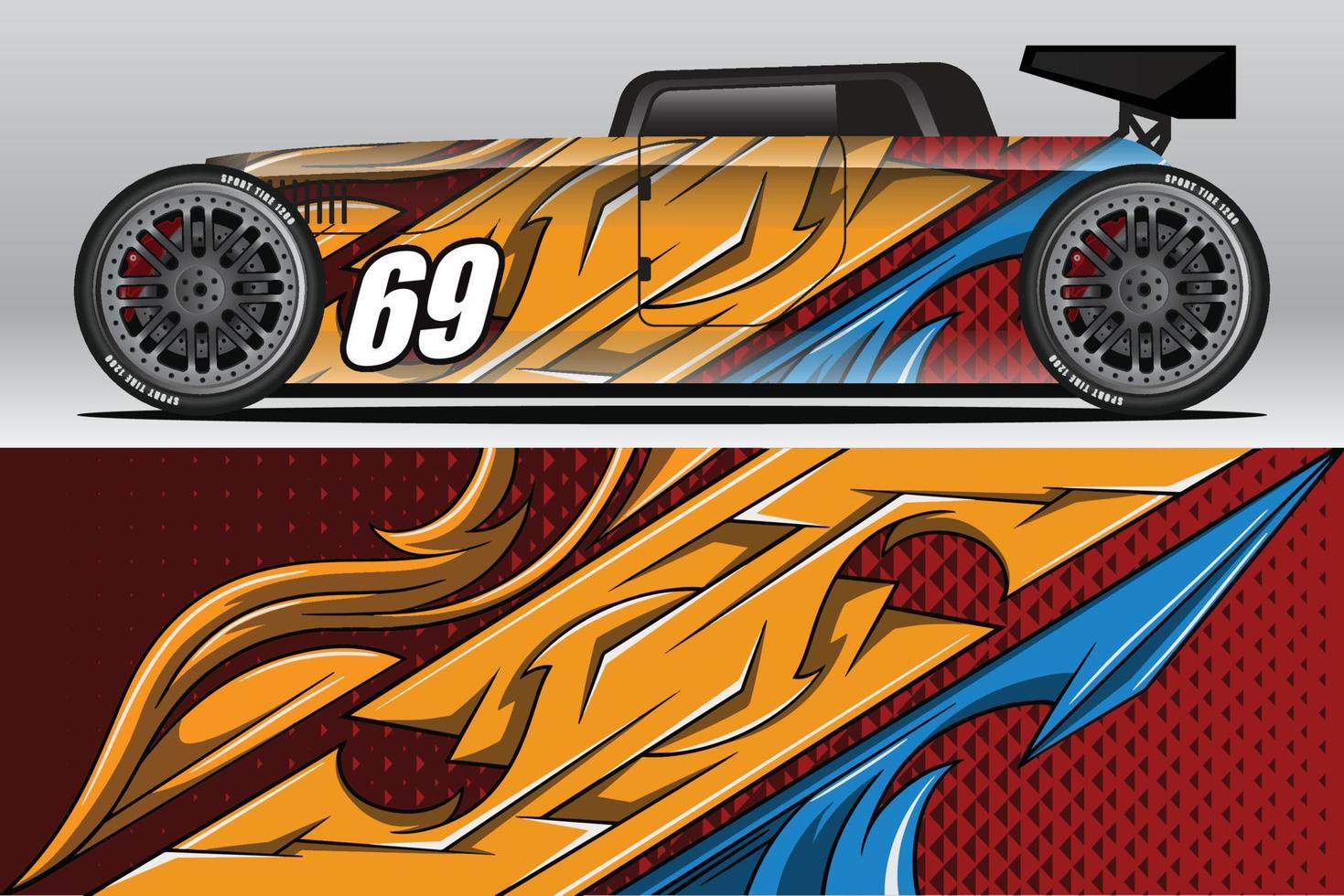 design de adesivo de envoltório de carro de corrida abstrato e fundo esportivo para uso diário de corrida ou adesivos de vinil de carro vetor