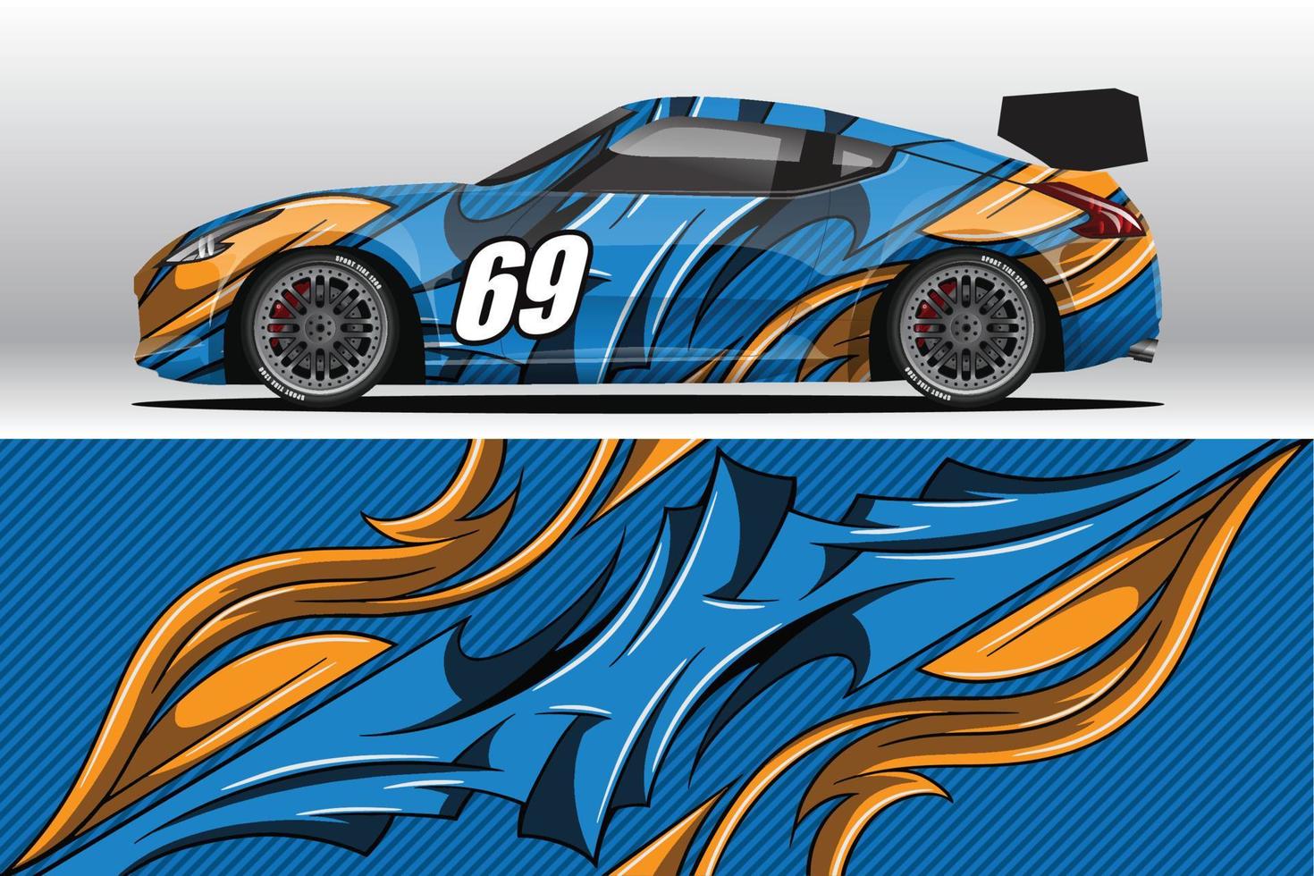 design de adesivo de envoltório de carro de corrida abstrato e fundo esportivo para uso diário de corrida ou adesivos de vinil de carro vetor