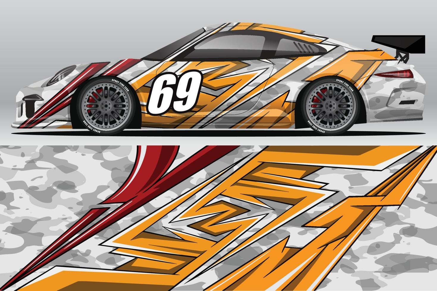 design de adesivo de envoltório de carro de corrida abstrato e fundo esportivo para uso diário de corrida ou adesivos de vinil de carro vetor