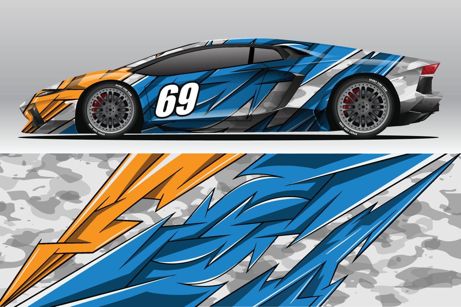 design de adesivo de envoltório de carro de corrida abstrato e fundo esportivo para uso diário de corrida ou adesivos de vinil de carro vetor