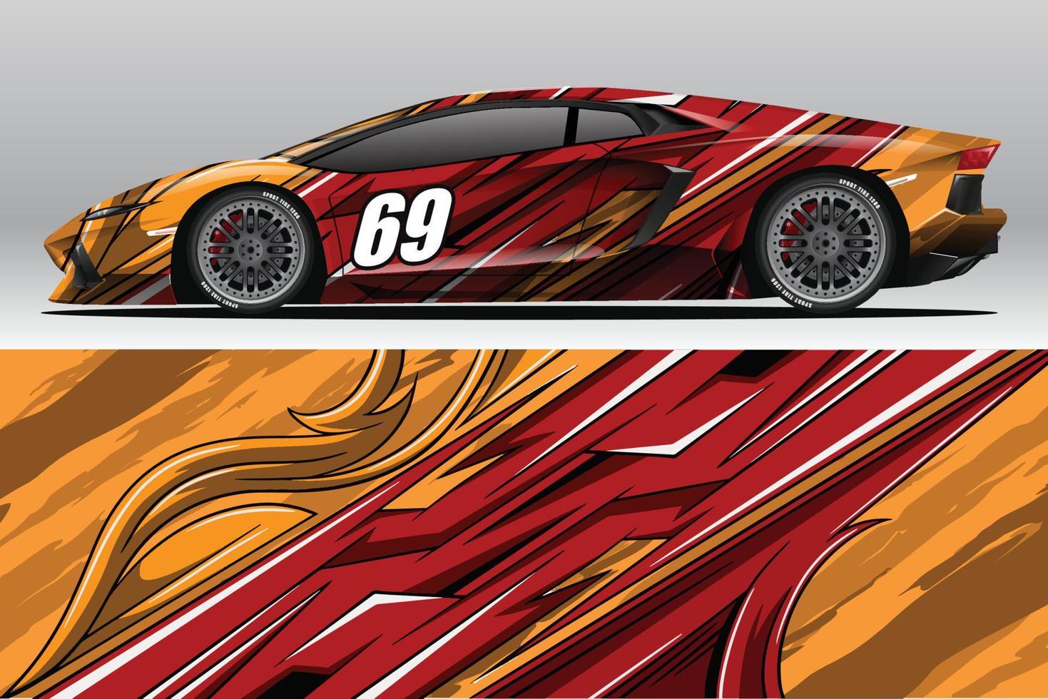 design de adesivo de envoltório de carro de corrida abstrato e fundo esportivo para uso diário de corrida ou adesivos de vinil de carro vetor