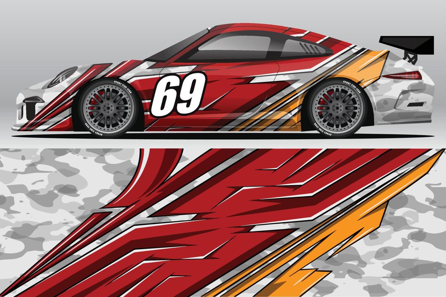 design de adesivo de envoltório de carro de corrida abstrato e fundo esportivo para uso diário de corrida ou adesivos de vinil de carro vetor