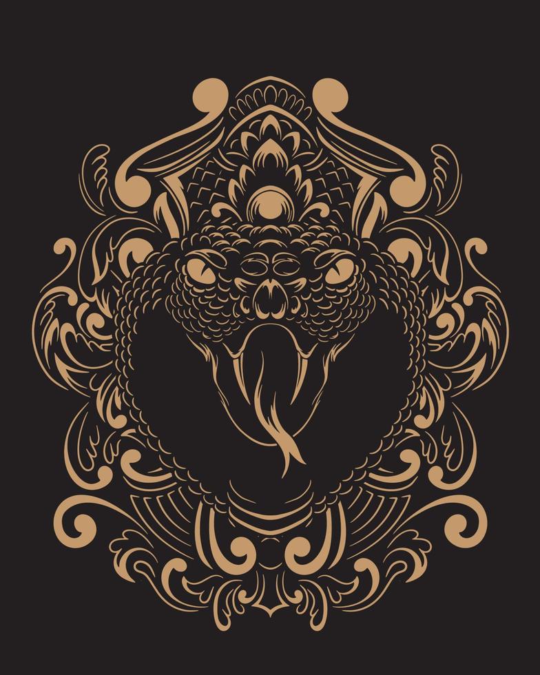 ilustração de arte de víbora e design de camiseta vetor premium