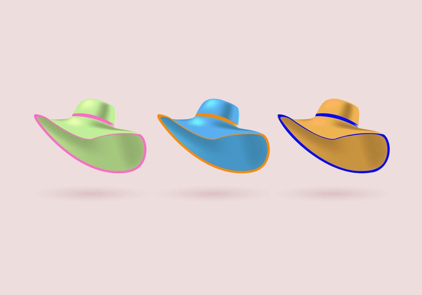 ilustrações de praia de chapéu de vetor colorido