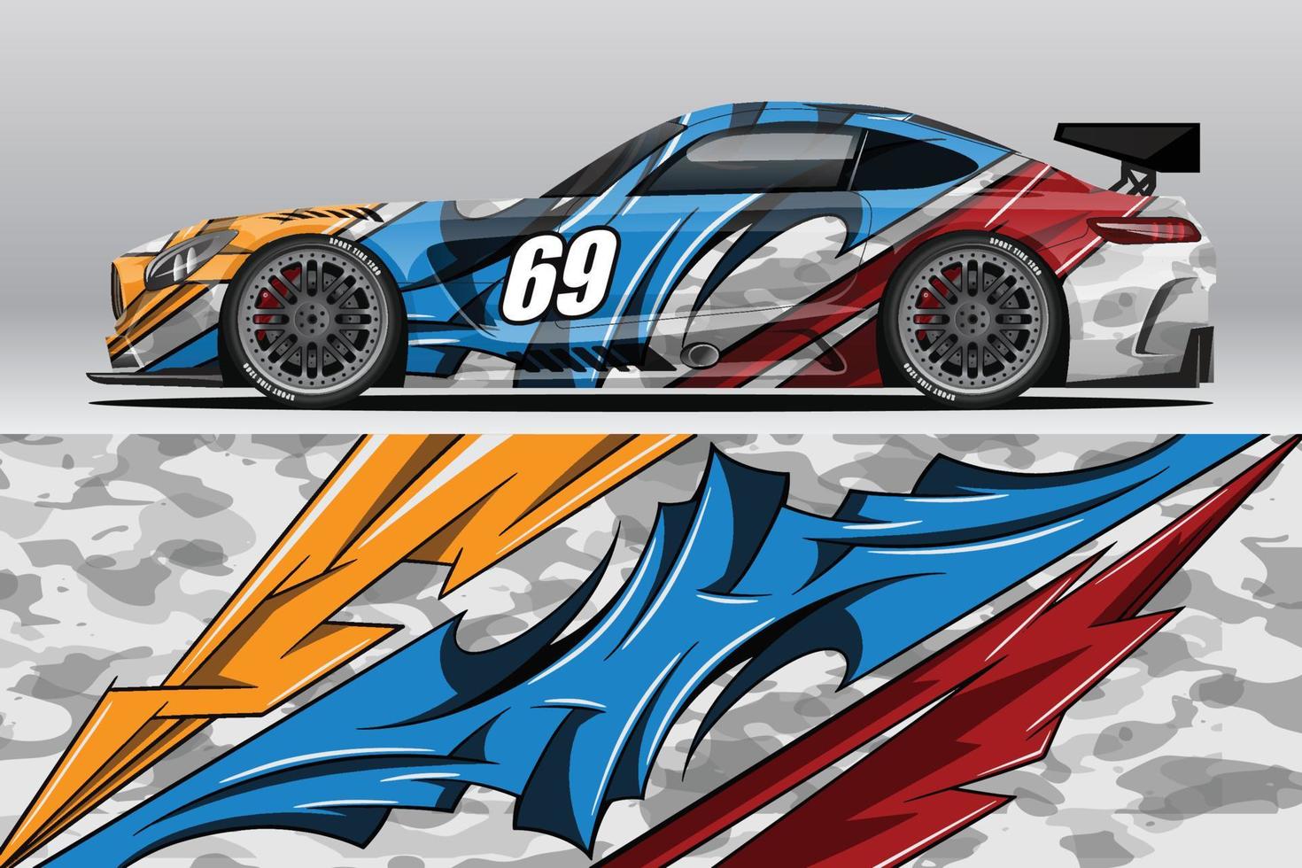 design de adesivo de envoltório de carro de corrida abstrato e fundo esportivo para uso diário de corrida ou adesivos de vinil de carro vetor