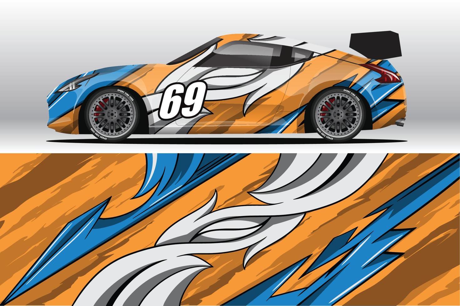 design de adesivo de envoltório de carro de corrida abstrato e fundo esportivo para uso diário de corrida ou adesivos de vinil de carro vetor