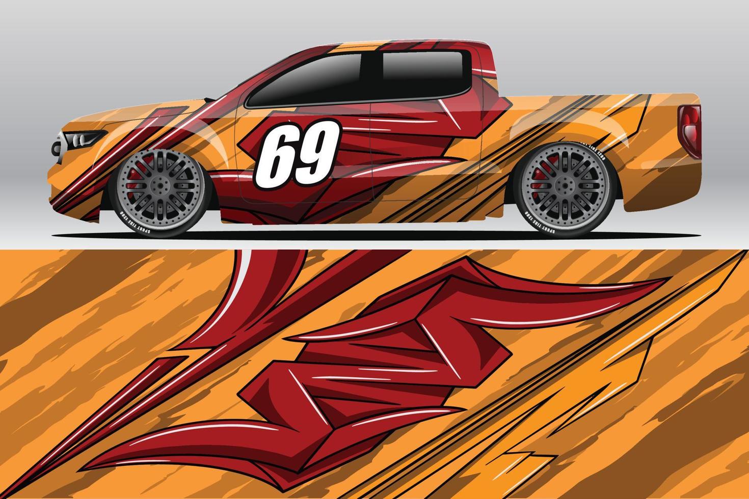 design de adesivo de envoltório de carro de corrida abstrato e fundo esportivo para uso diário de corrida ou adesivos de vinil de carro vetor