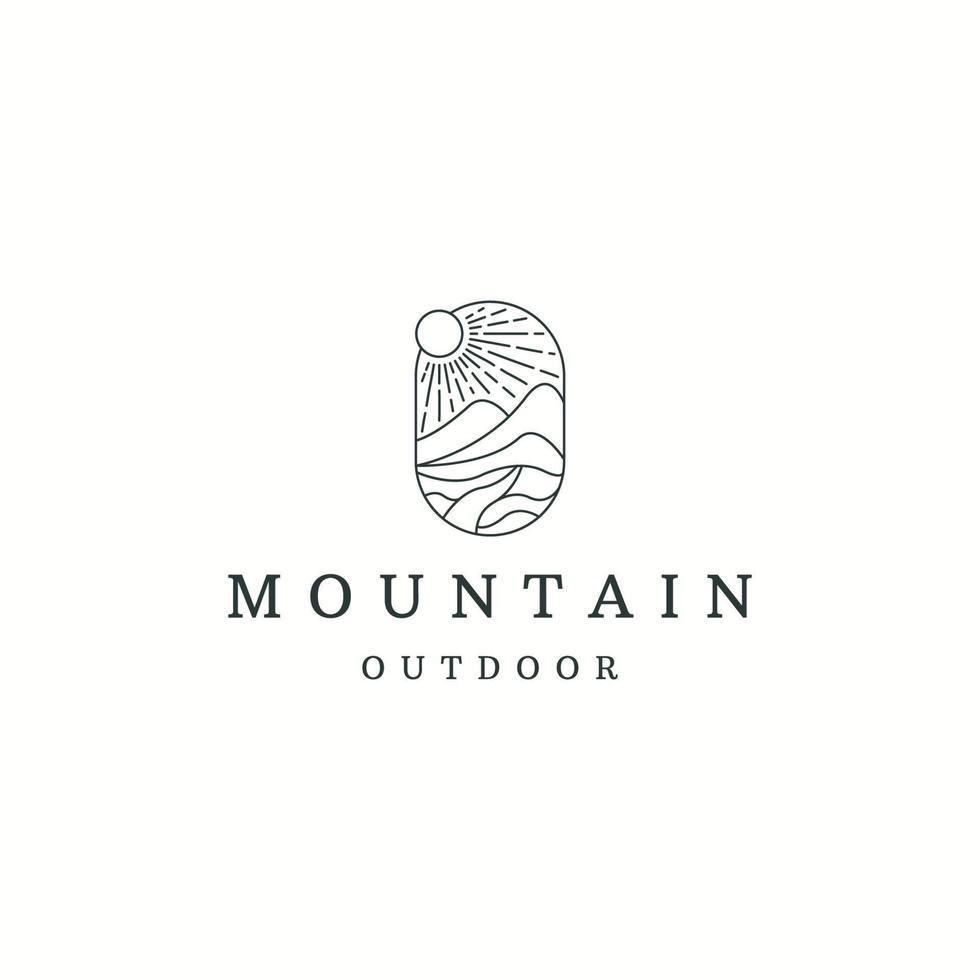 ilustração em vetor plana de modelo de design de ícone de logotipo de montanha