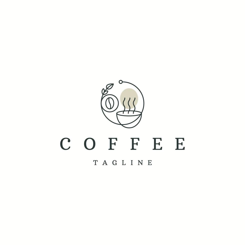 café com modelo de design de ícone de logotipo de estilo de linha vetor plana