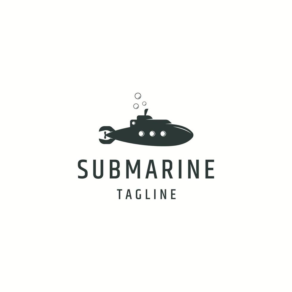 vetor plano de modelo de design de ícone de logotipo submarino