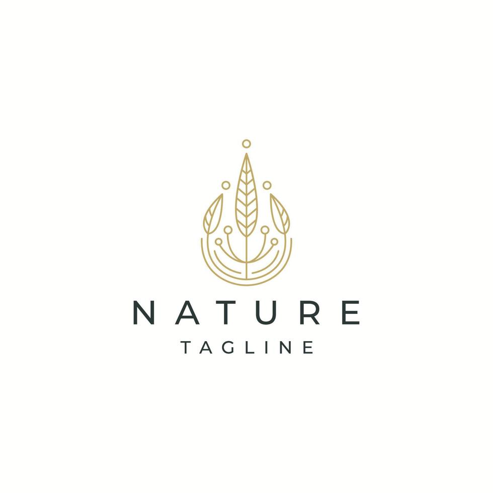natureza luxuosa, folha, árvore ou flor, modelo de design de ícone de logotipo botânico vetor plano