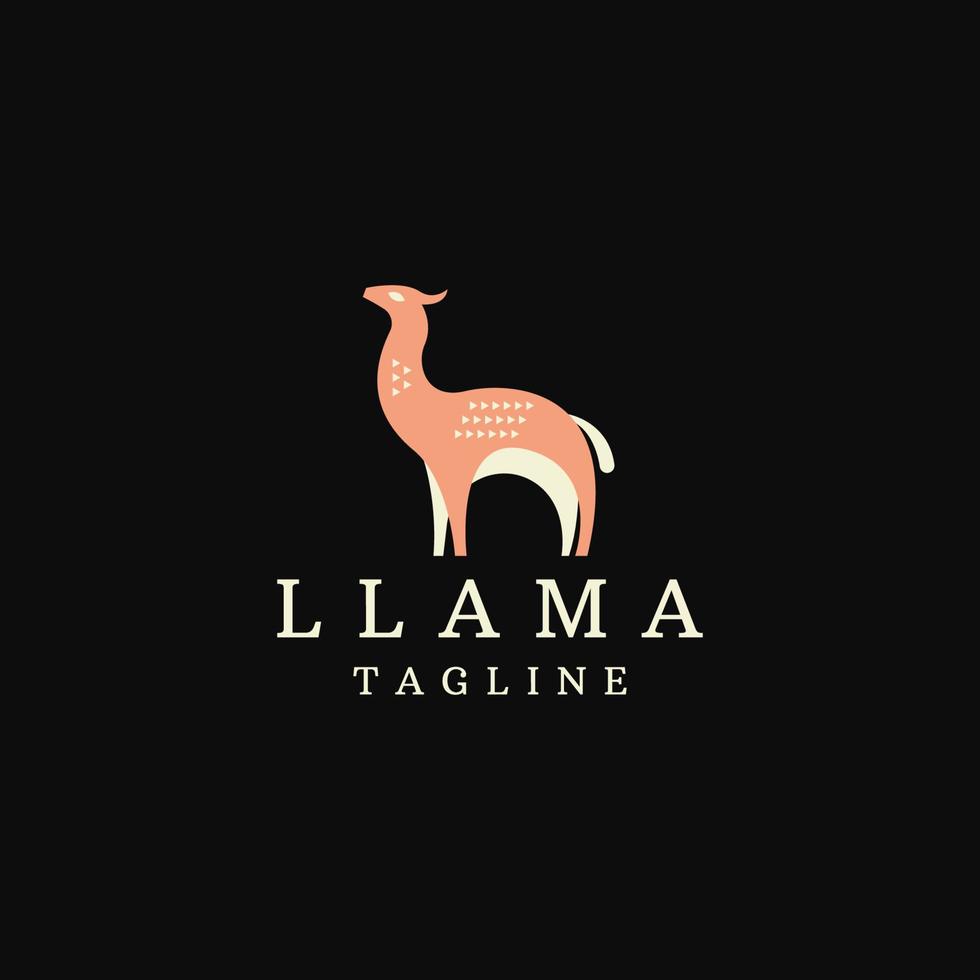 modelo de design de ícone de logotipo animal lhama ou alpaca vetor plano