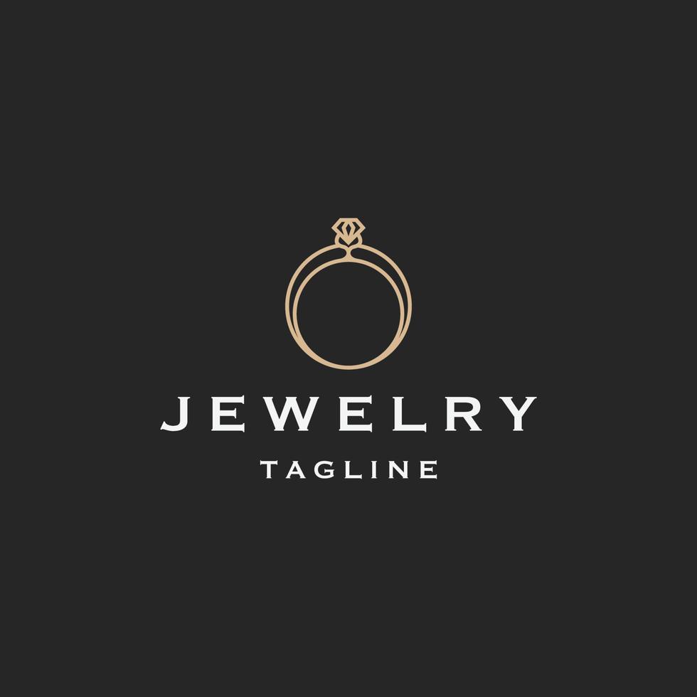 modelo de design de ícone de logotipo de jóias de anel. elegante, beleza, vetor plano real