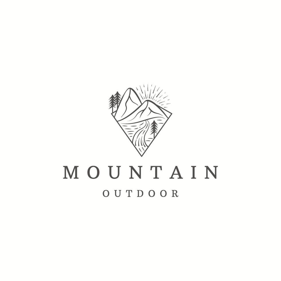 ilustração em vetor plana de modelo de design de ícone de logotipo de montanha