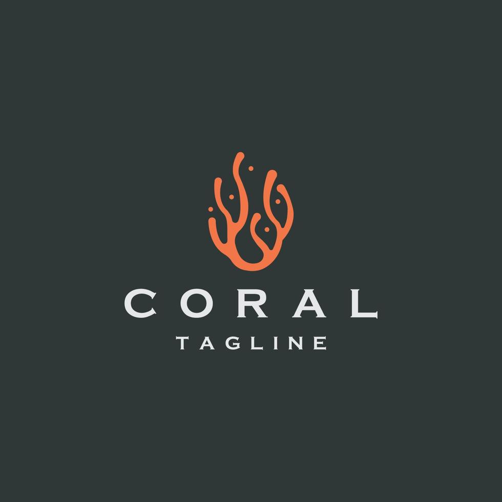 vetor plano de modelo de design de ícone de logotipo coral