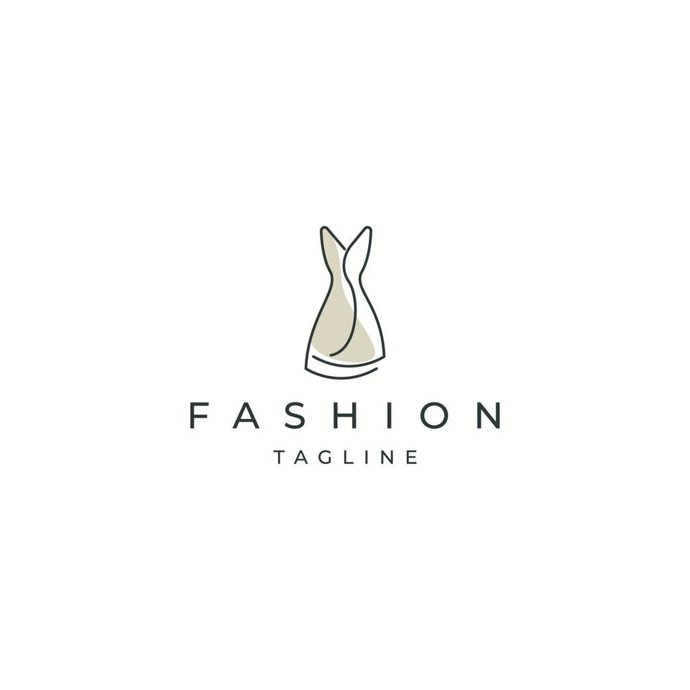 modelo de design de ícone de logotipo de vestido de moda feminina vetor plana