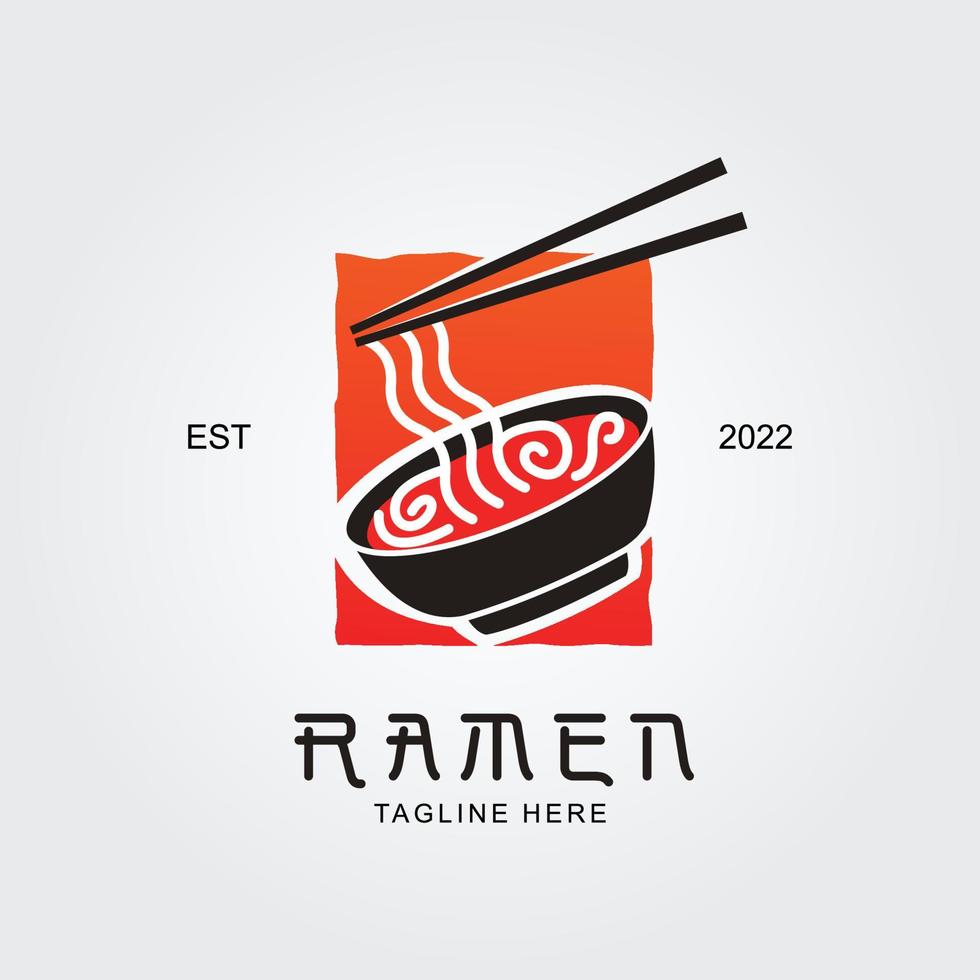 conceito de logotipo tradicional de macarrão japonês ramen vetor