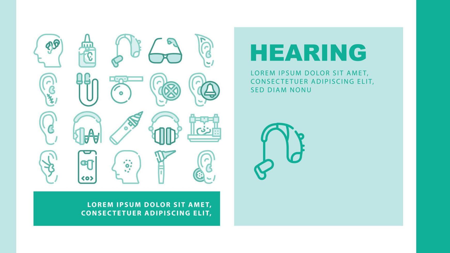 vetor de cabeçalho de pouso de equipamento auditivo