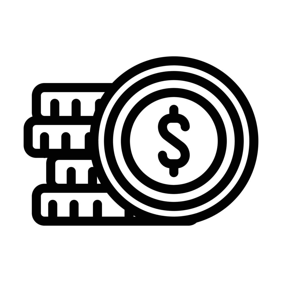 ilustração em vetor ícone de linha de dinheiro de moeda