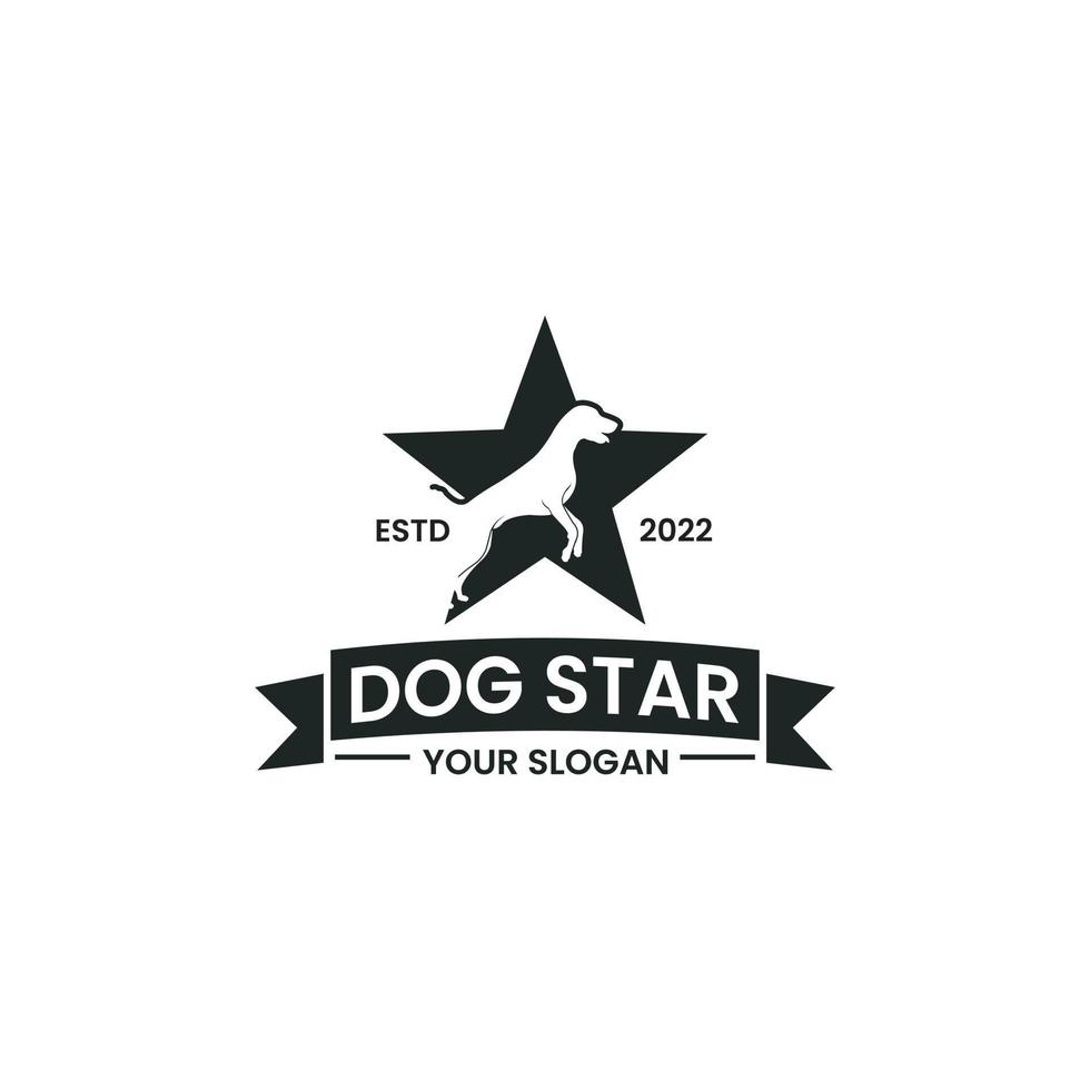 vetor de design de logotipo de estrela de cachorro. para caça, ao ar livre, amantes de cães, amantes de animais.