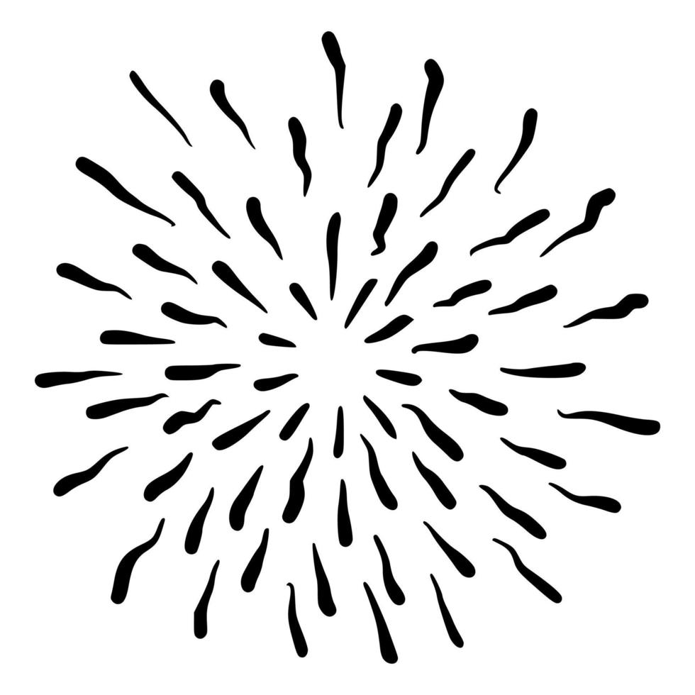 ícone de vetor sunburst doodle retrô. elemento de design de explosão desenhado à mão.