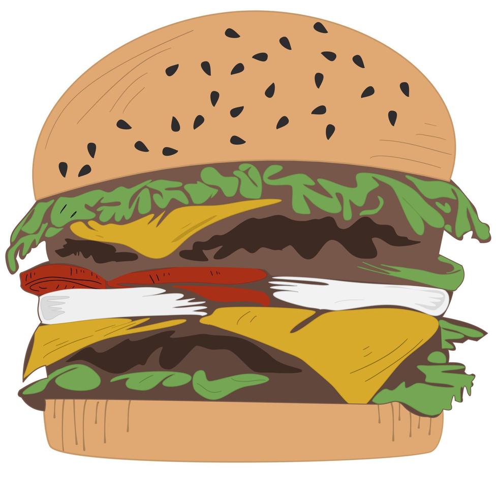 hambúrguer isolado no fundo branco vetor