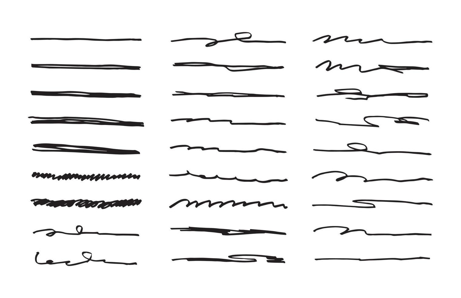 conjunto de vetores de sublinhado desenhado à mão.