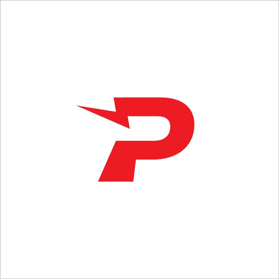 modelo de design de logotipo inicial letra p. conceito de logotipo de trovão do alfabeto. tema de cor vermelha quente. isolado no fundo branco vetor
